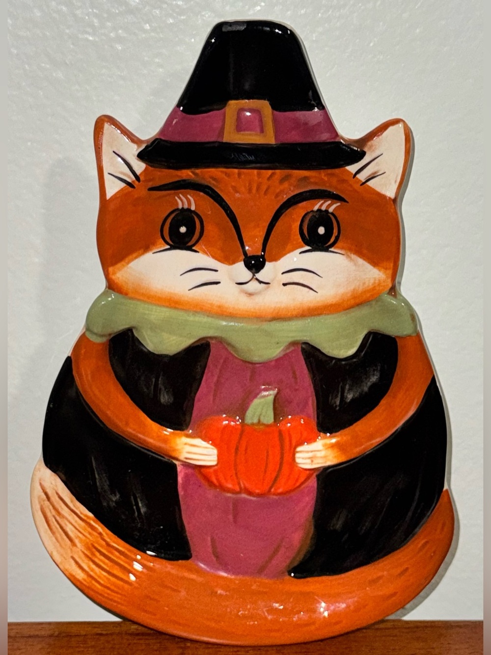 🥰 Johanna Parker Fall Thanksgiving fox 🦊 pilgrim hat &pumpkin Ceramic Spoon Rest